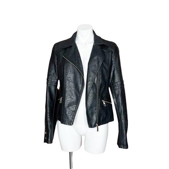 a.n.a Jackets & Blazers - ANA Black Faux Leather Jacket With Silver Accents